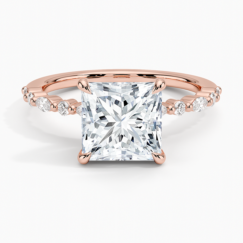 Delicate Versailles Diamond Ring - Princess Cut Center Stone