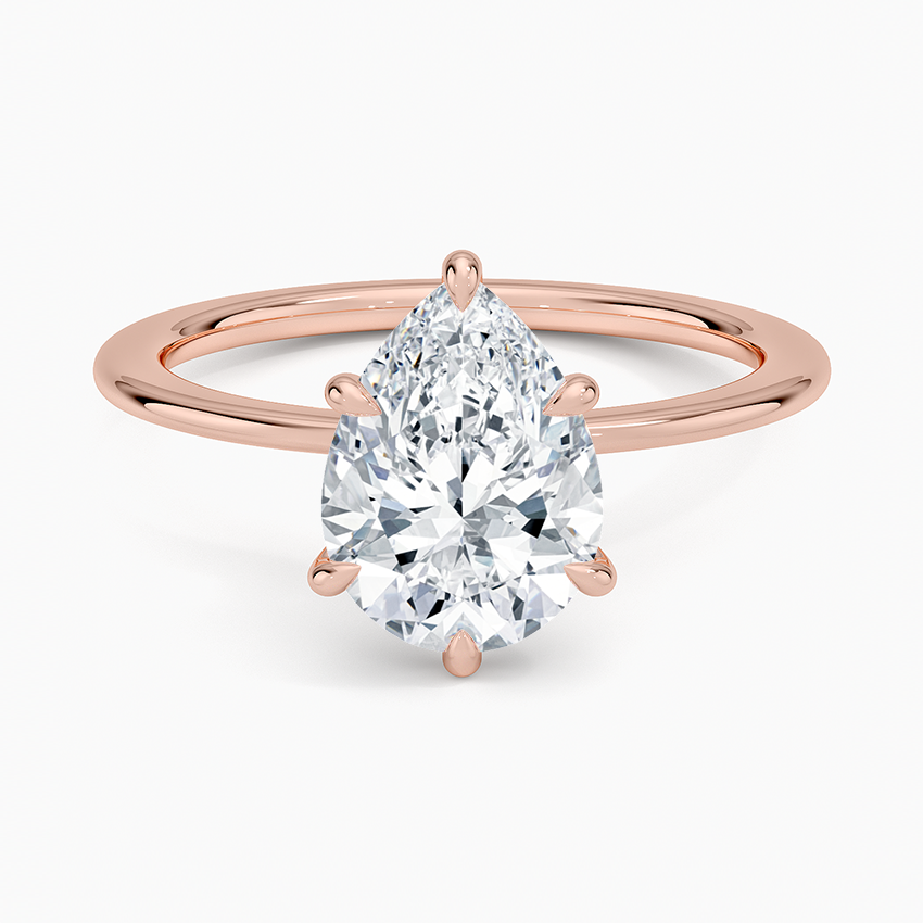 Petite Secret Halo Diamond Ring - Pear Center Stone