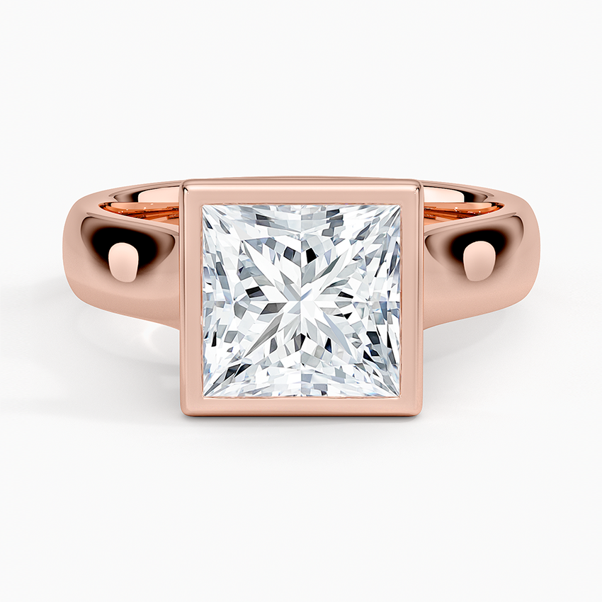 Luna 4mm Bezel Ring - Princess Cut Center Stone