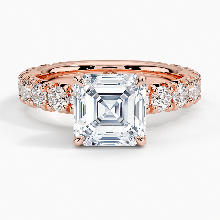 Ellora Three-Quarter Coverage Diamond Ring - Asscher Cut Center Stone