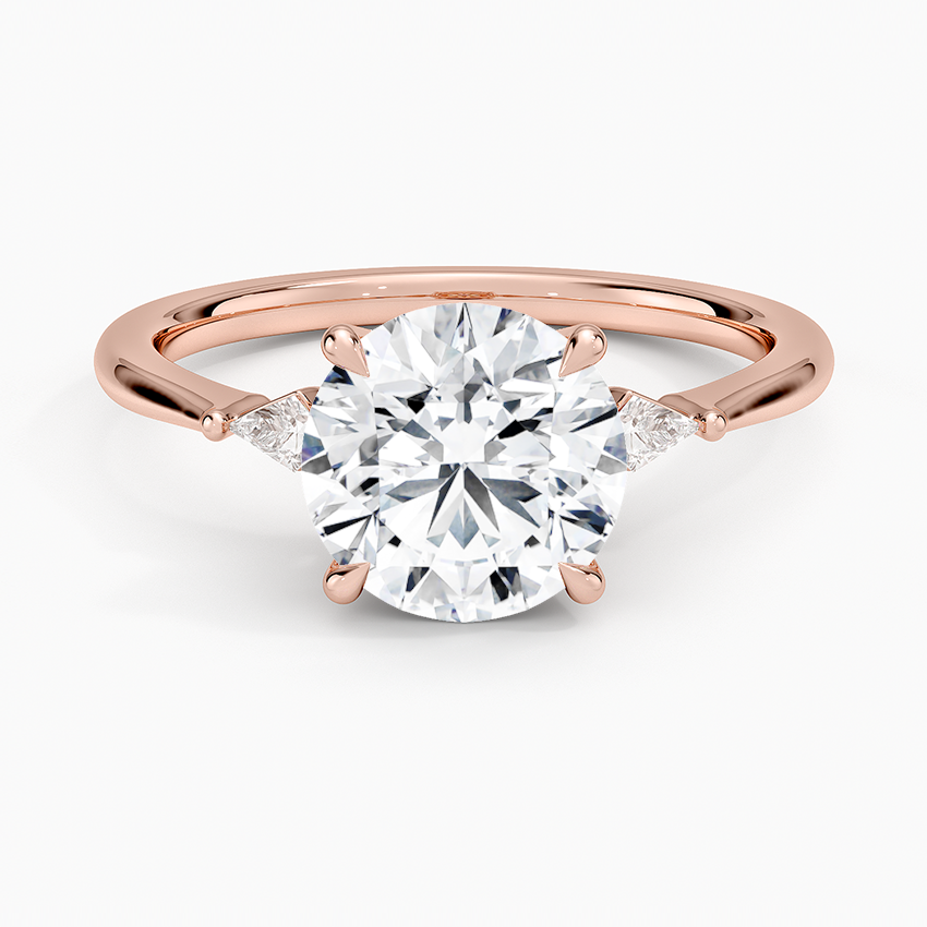 Petite Cometa Three Stone Diamond Ring - Round Center Stone