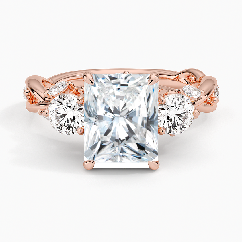 Secret Garden Three Stone Diamond Ring (3/4 ct. tw.) - Radiant Cut Center Stone