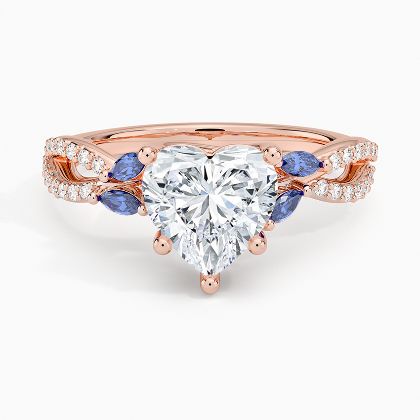 Luxe Willow Sapphire and Diamond Ring (1/8 ct. tw.) - Heart Center Stone