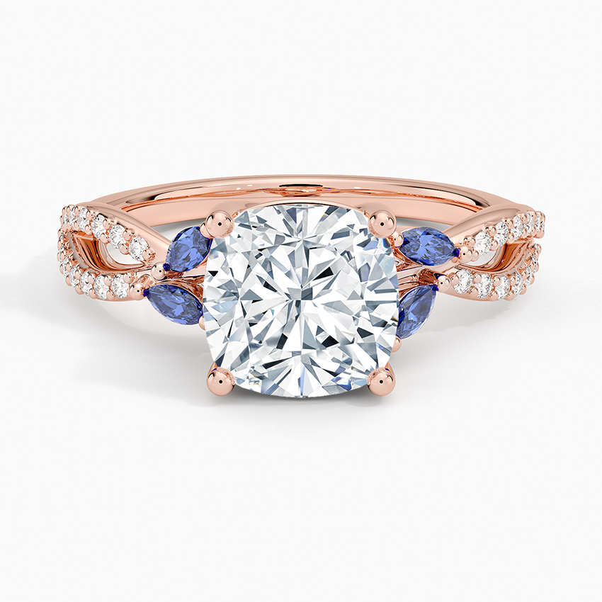 Luxe Willow Sapphire and Diamond Ring (1/8 ct. tw.) - Cushion Cut Center Stone