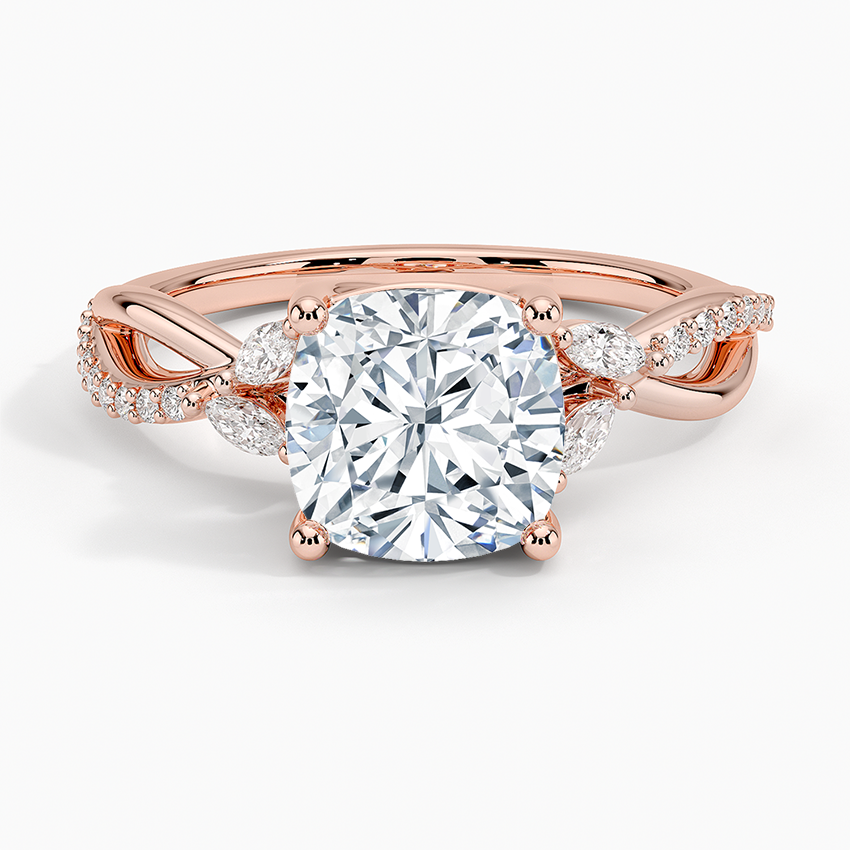 Petite Twisted Willow Diamond Ring - Cushion Cut Center Stone