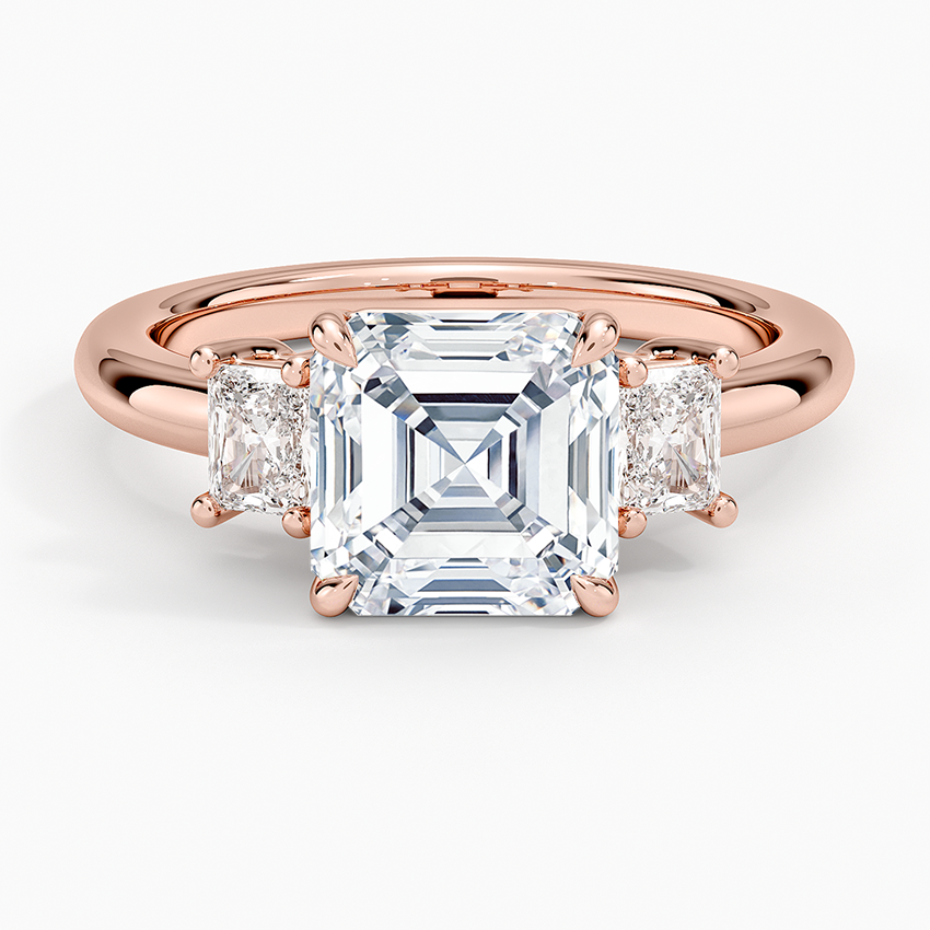Helena Radiant-Cut Three Stone Diamond Ring (3/8 ct. tw.) - Asscher Cut Center Stone