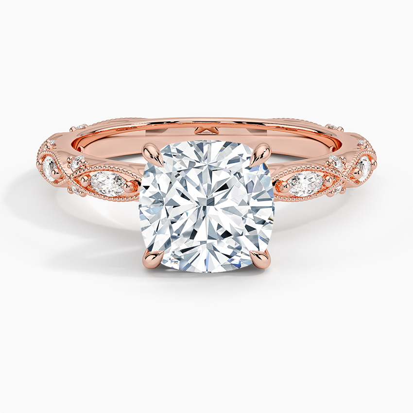 Celestia Milgrain Diamond Ring (1/4 ct. tw.) - Cushion Cut Center Stone