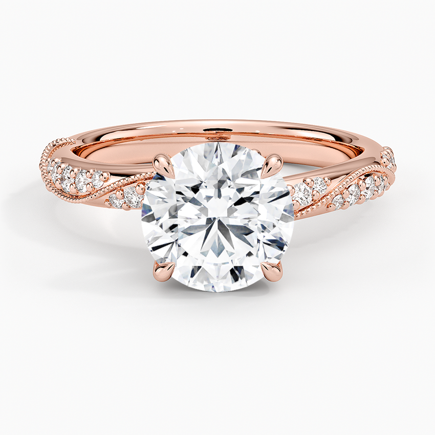 Camellia Hidden Accent 2.5mm Diamond Ring - Round Center Stone