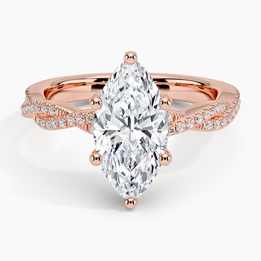 Adorned Luxe Petite Twisted Vine Diamond Ring - Marquise Center Stone