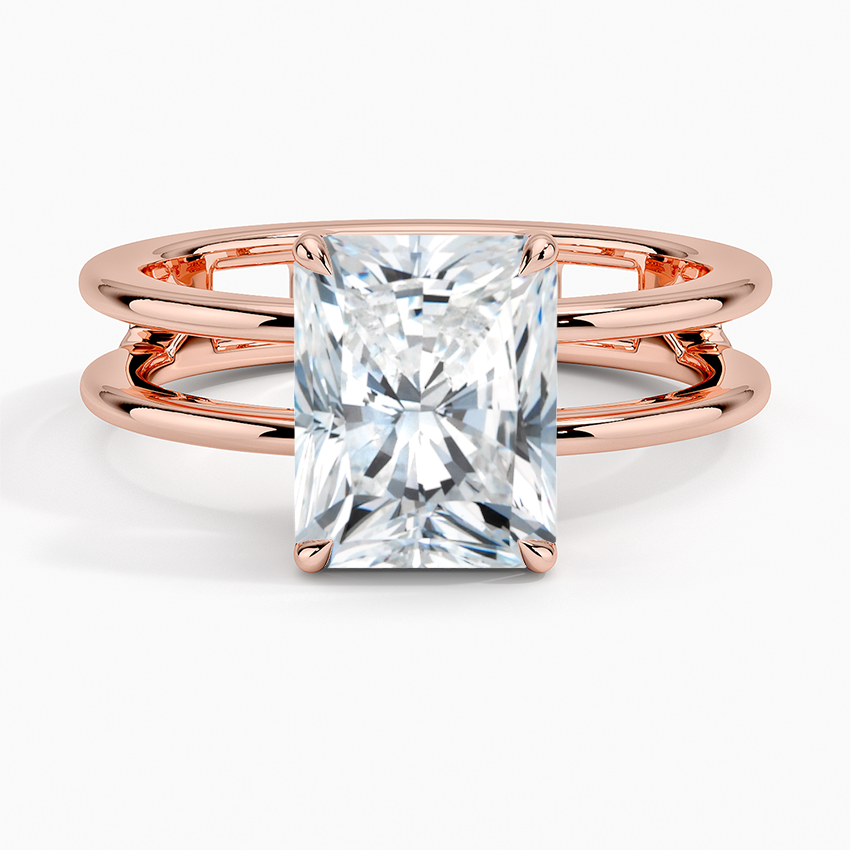 Aimee Open Double Band Solitaire Ring - Radiant Cut Center Stone