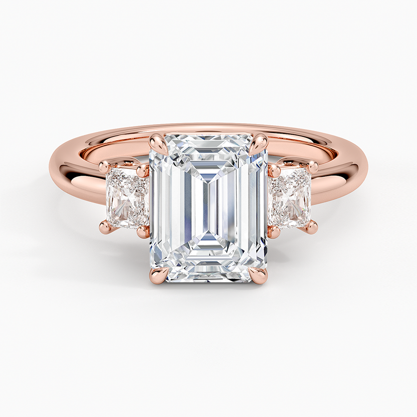 Helena Radiant-Cut Three Stone Diamond Ring (3/8 ct. tw.) - Emerald Cut Center Stone