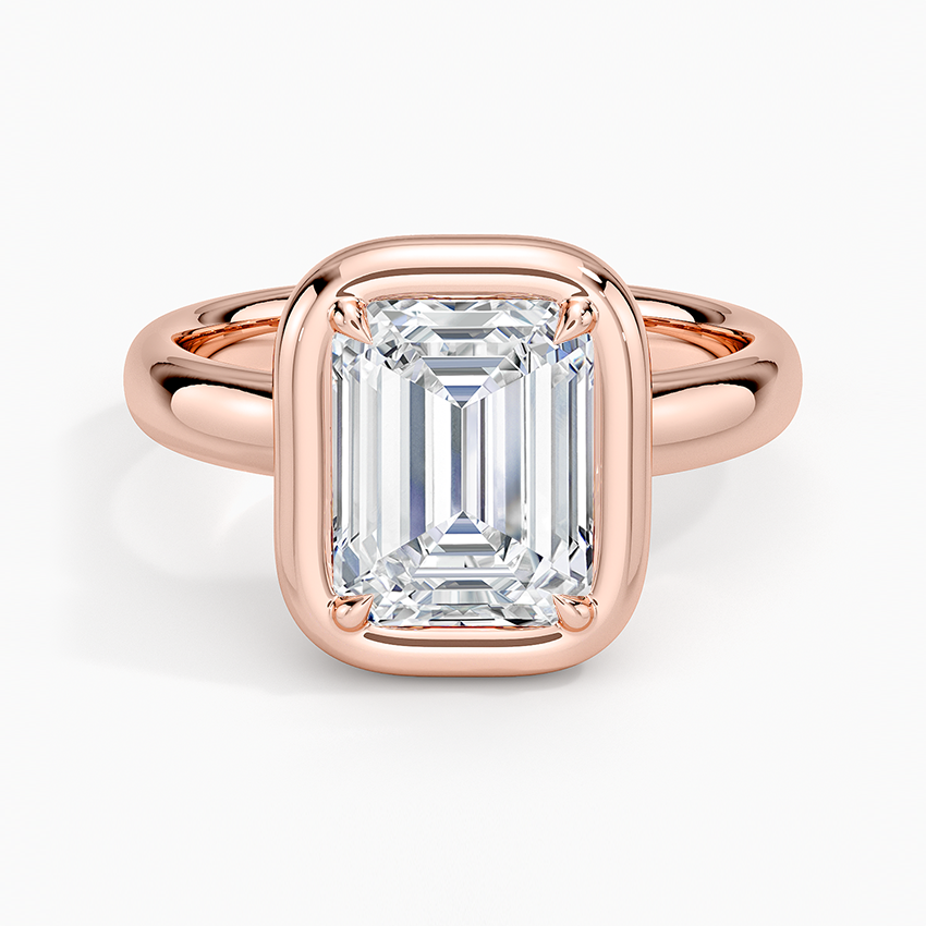 Andrea Bezel Prong Ring - Emerald Cut Center Stone