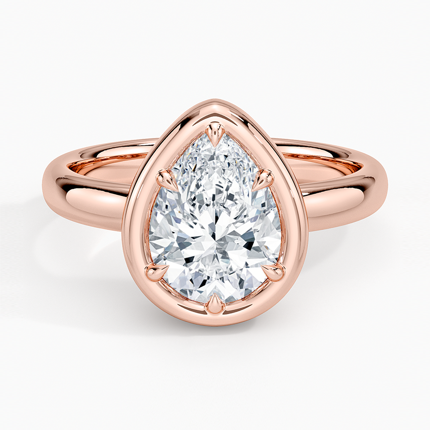 Andrea Bezel Prong Ring - Pear Center Stone