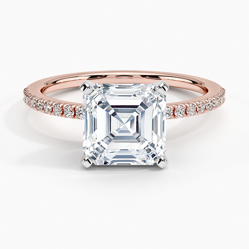 Ballad Half Coverage Diamond Ring (1/8 ct. tw.) - Asscher Cut Center Stone