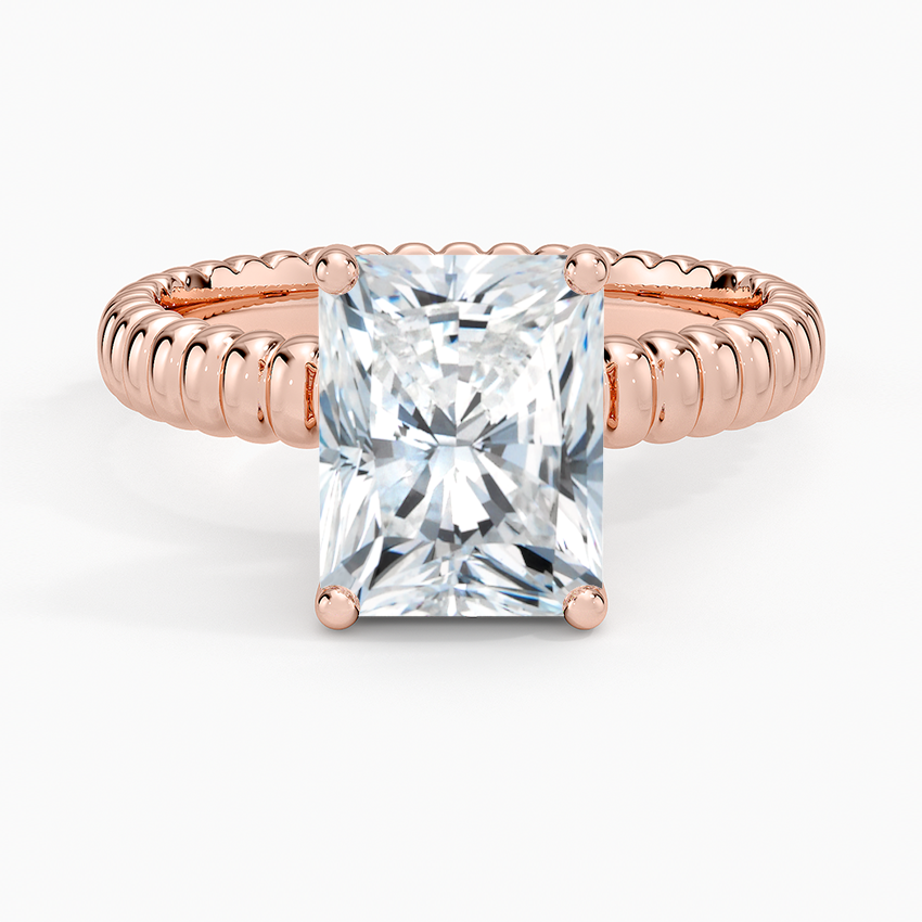 Petra Textured Solitaire Ring - Radiant Cut Center Stone