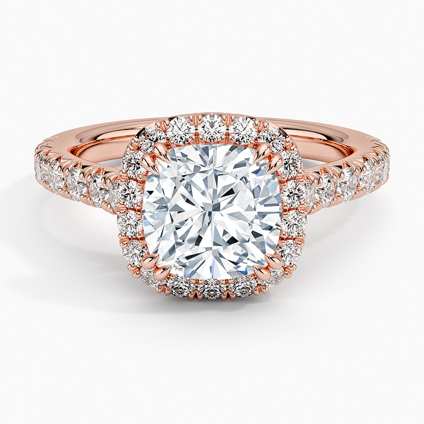 Sienna Halo Half Coverage Diamond Ring (2/3 ct. tw.) - Cushion Cut Center Stone
