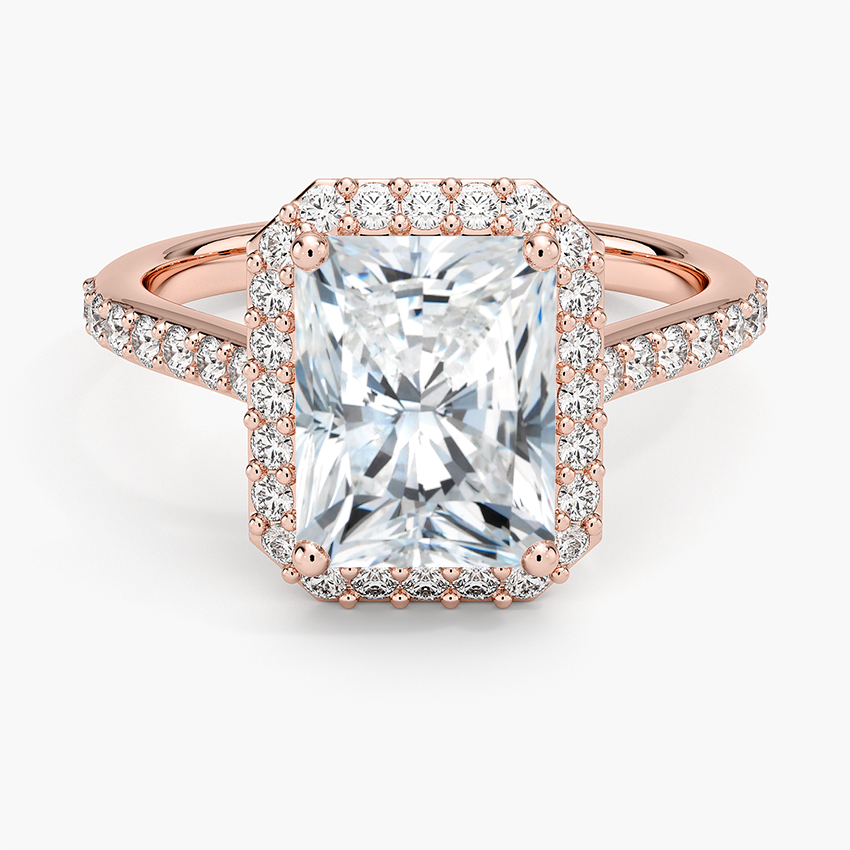 Halo Diamond Ring with Side Stones (1/3 ct. tw.) - Radiant Cut Center Stone