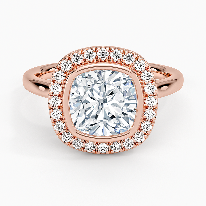 Bezel Halo Diamond Ring (1/4 ct. tw.) - Cushion Cut Center Stone