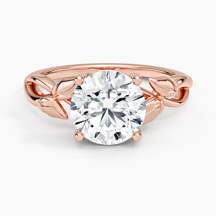 Budding Willow Solitaire Ring - Round Center Stone