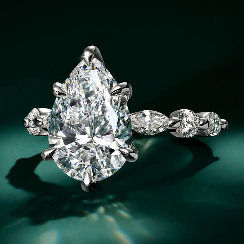 Grand Versailles Diamond Ring - Princess Cut Center Stone