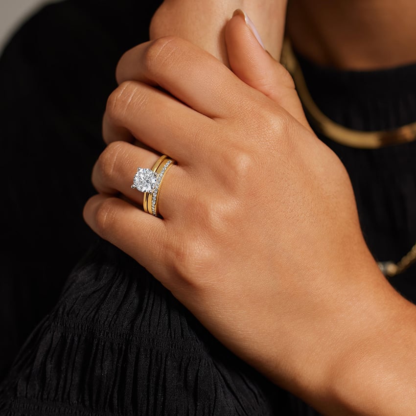Mixed Metal Perfect Fit Solitaire Ring - Round Cut Center Stone