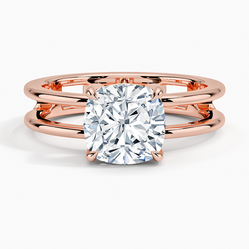 Aimee Open Double Band Solitaire Ring - Cushion Cut Center Stone
