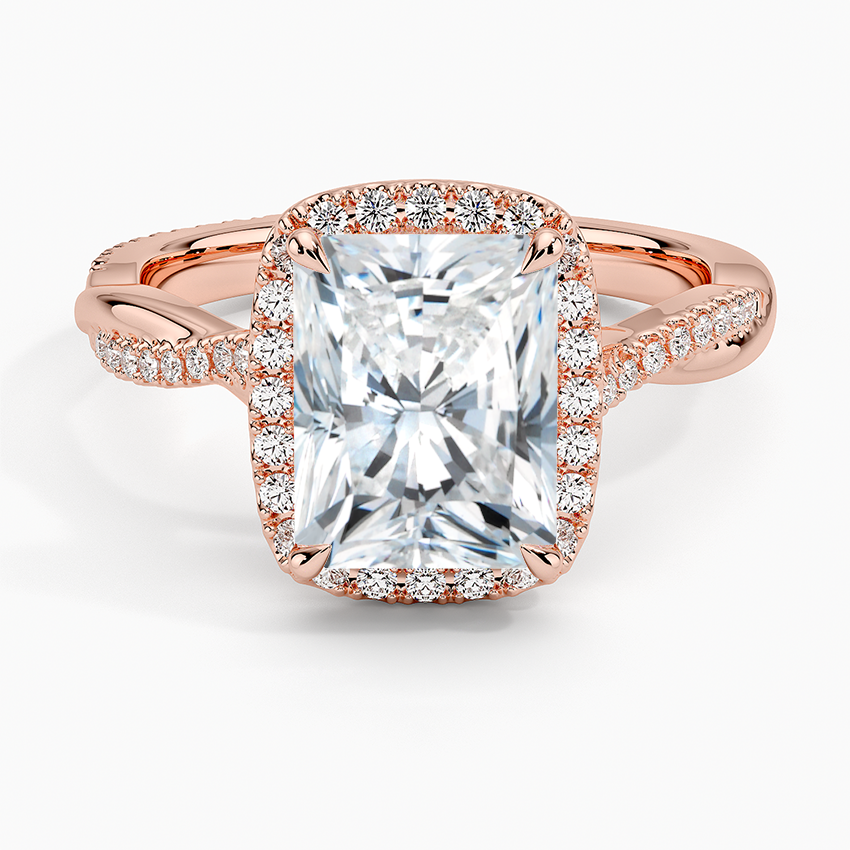 Petite Twisted Vine Halo Diamond Ring (1/4 ct. tw.) - Radiant Cut Center Stone