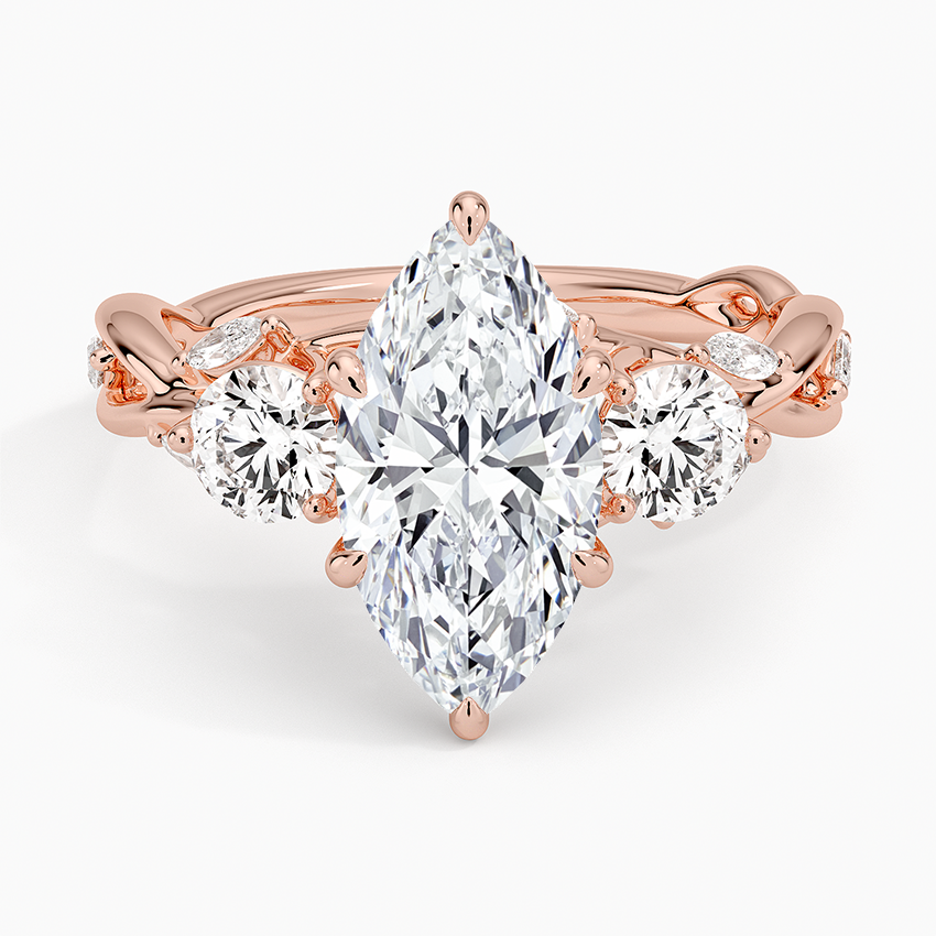 Secret Garden Three Stone Diamond Ring (3/4 ct. tw.) - Marquise Center Stone