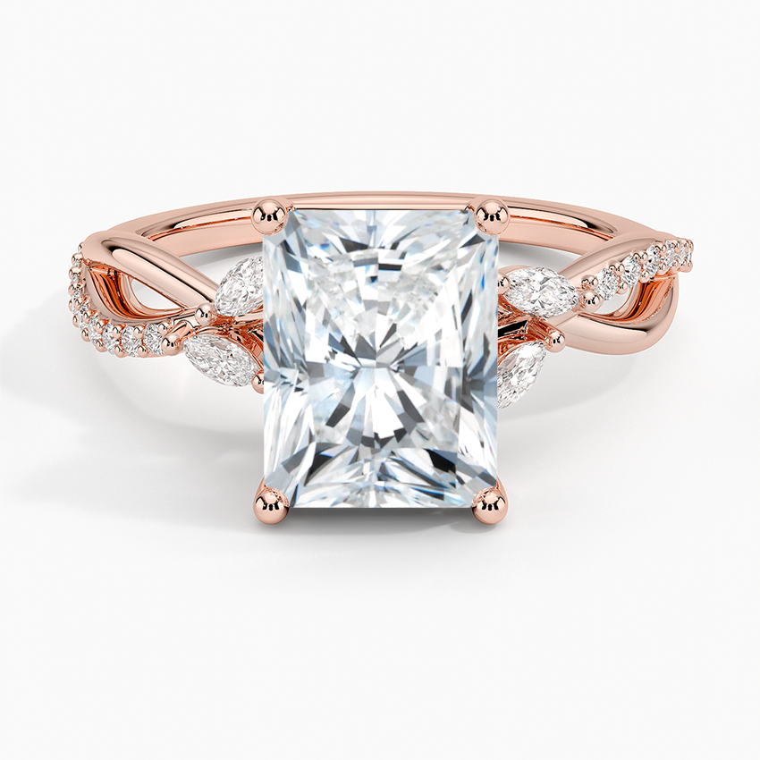 Petite Twisted Willow Diamond Ring - Radiant Cut Center Stone