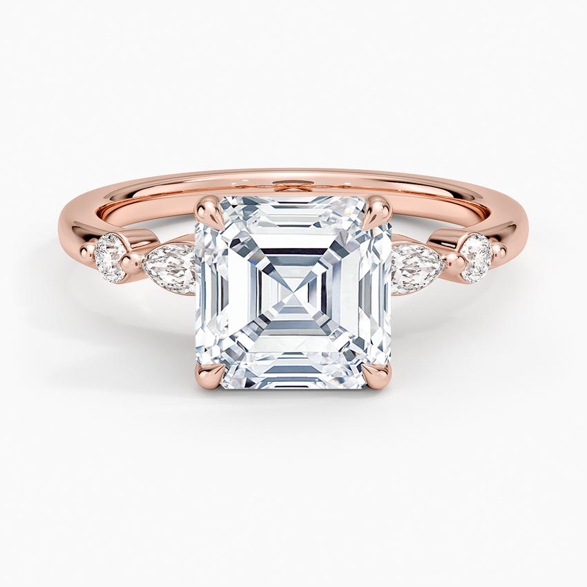 Versailles One-Quarter Coverage Diamond Ring - Asscher Cut Center Stone