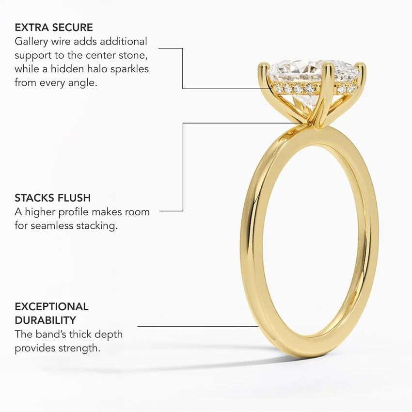 Sydney Perfect Fit Hidden Halo Diamond Ring - Princess Cut Center Stone
