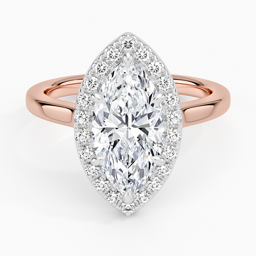 Platinum Mixed Metal Julia Halo Diamond Ring (1/5 ct. tw.) - Marquise Center Stone