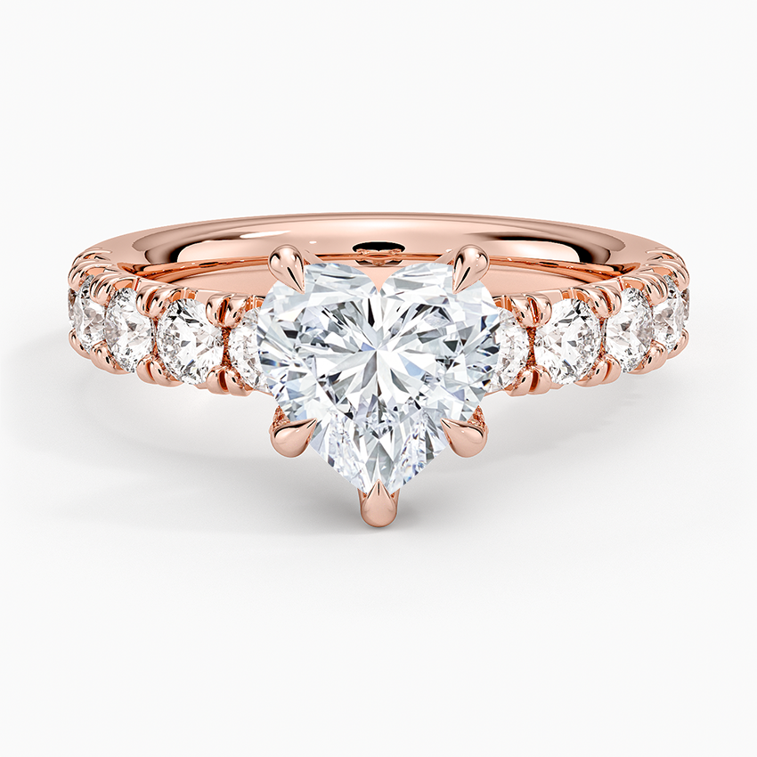 Ellora Half Coverage Diamond Ring - Heart Center Stone