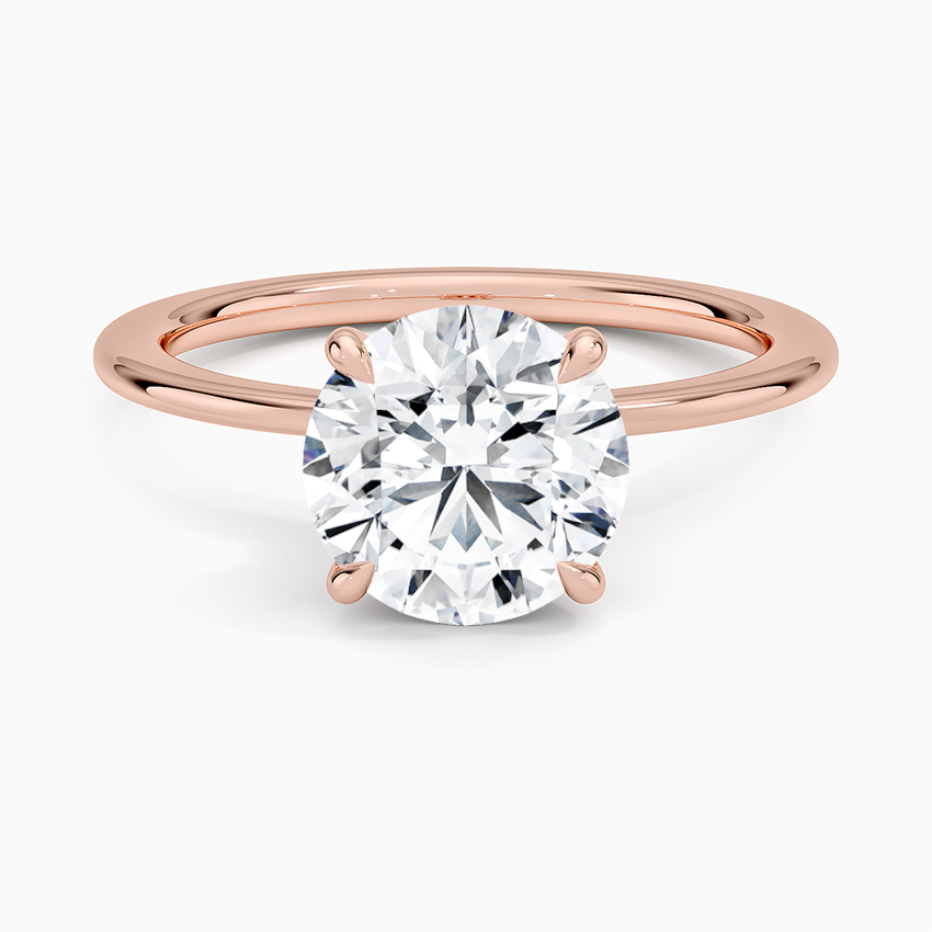 Petite Secret Halo Diamond Ring - Round Center Stone