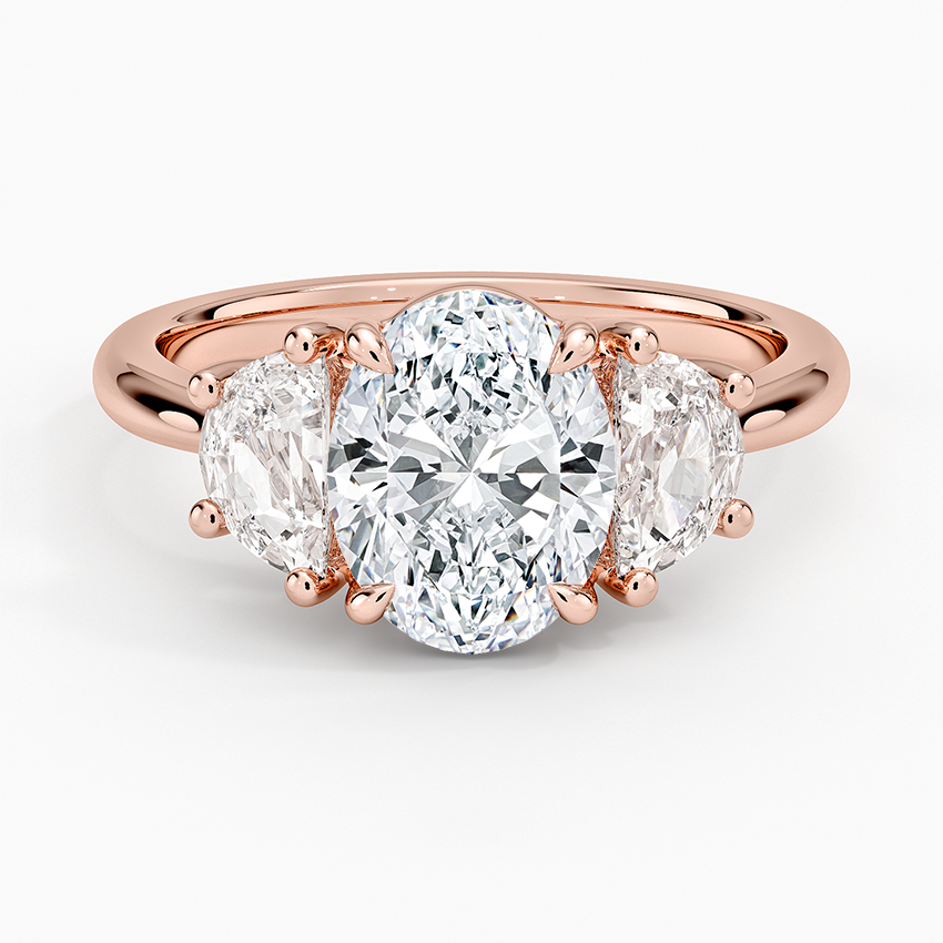 Half Moon Three Stone Diamond Ring (1/2 ct. tw.) - Oval Center Stone