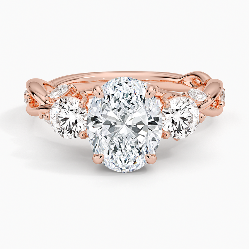 Secret Garden Three Stone Diamond Ring (3/4 ct. tw.) - Oval Center Stone