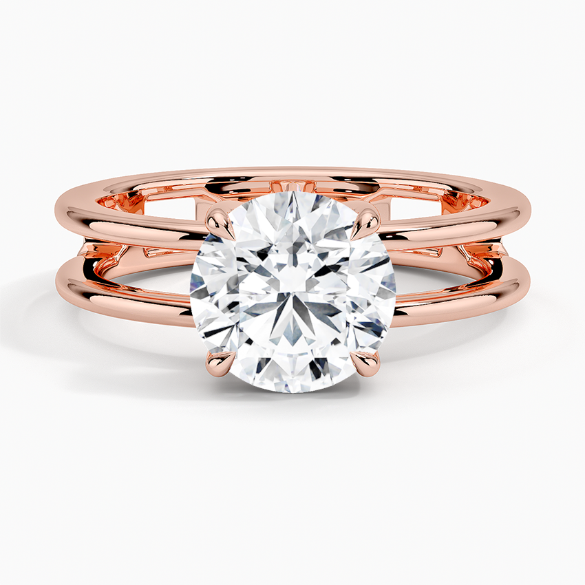 Aimee Open Double Band Solitaire Ring - Round Center Stone