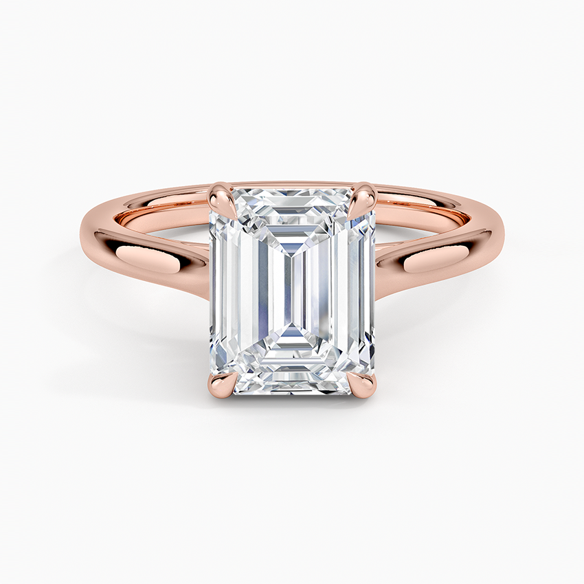 2mm Provence Solitaire Ring - Emerald Cut Center Stone
