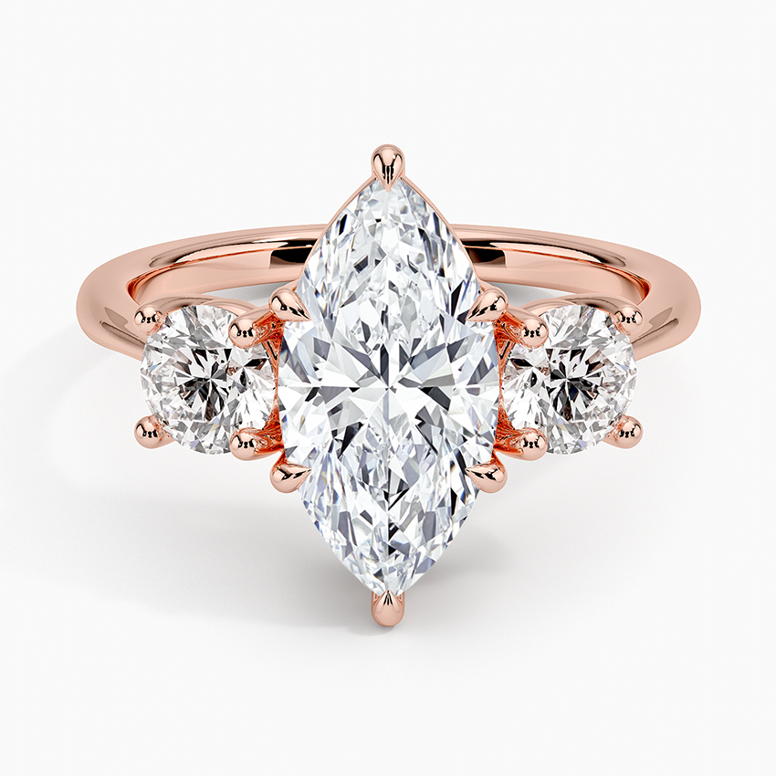 Luxe Selene Three Stone Diamond Ring (2/3 ct. tw.) - Marquise Center Stone