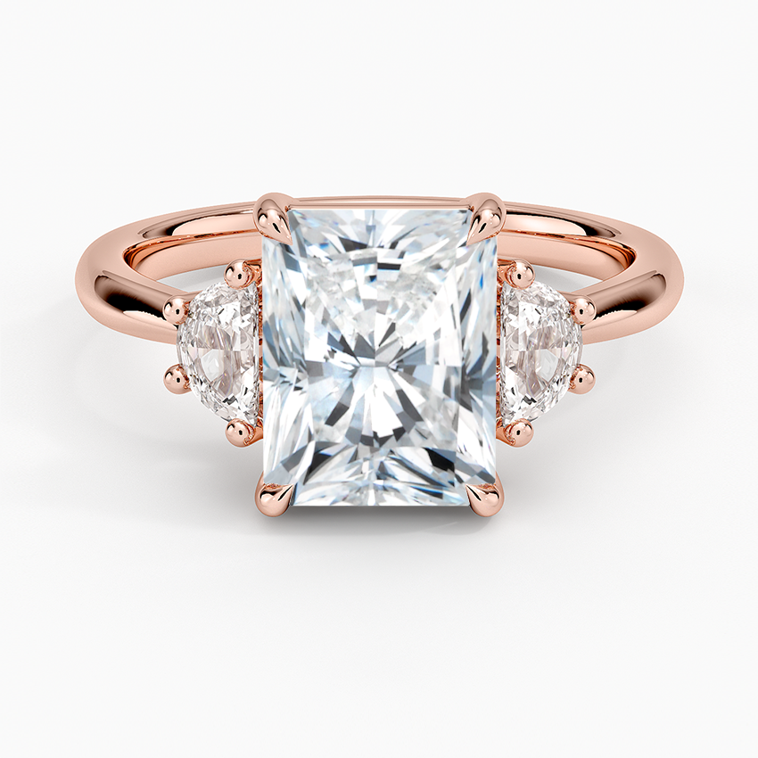 Half Moon Three Stone Diamond Ring (1/4 ct. tw.) - Radiant Cut Center Stone