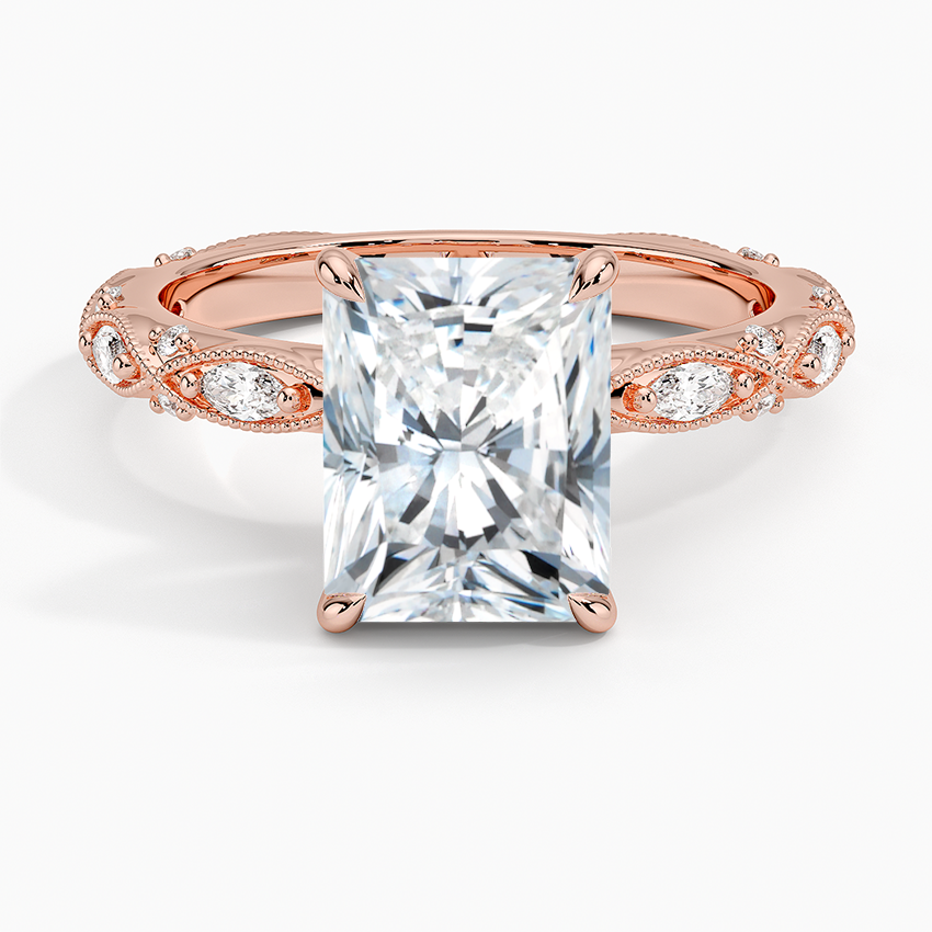 Celestia Milgrain Diamond Ring (1/4 ct. tw.) - Radiant Cut Center Stone