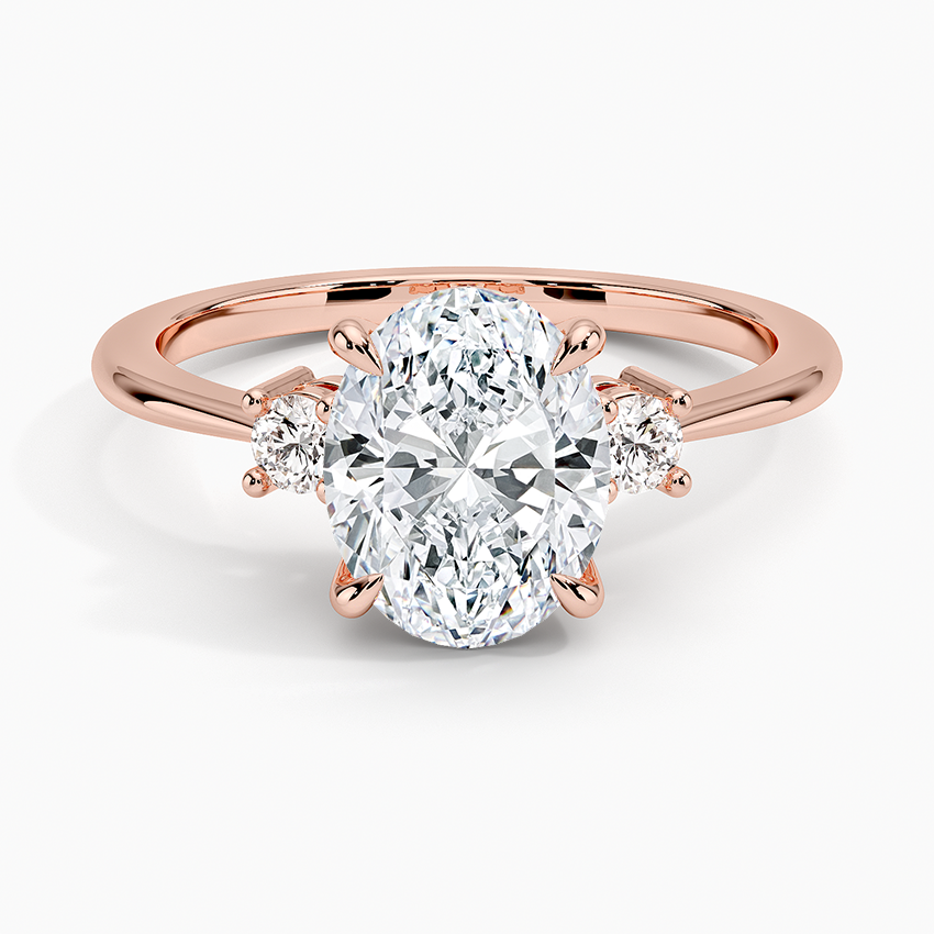 Petite Selene Three Stone Diamond Ring (1/10 ct. tw.) - Oval Center Stone