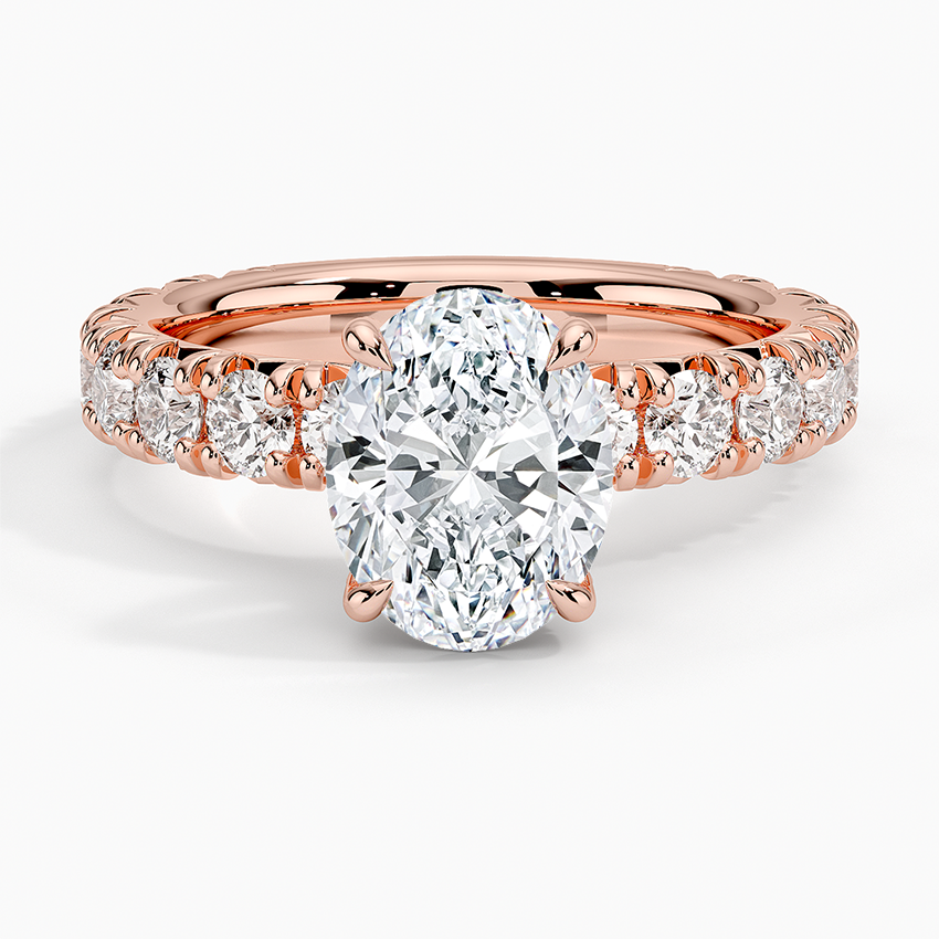 Ellora Three-Quarter Coverage Diamond Ring - Oval Center Stone
