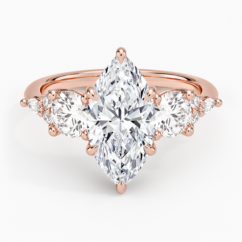 Luxe Nadia Three Stone Diamond Ring - Marquise Center Stone