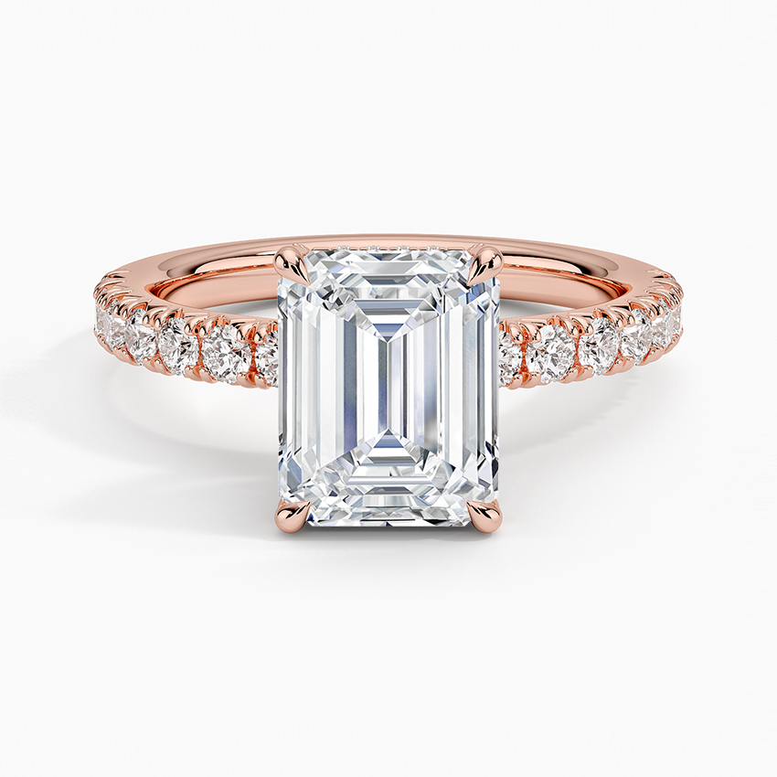 Olympia Half Coverage Diamond Ring (1/2 ct. tw.) - Emerald Cut Center Stone