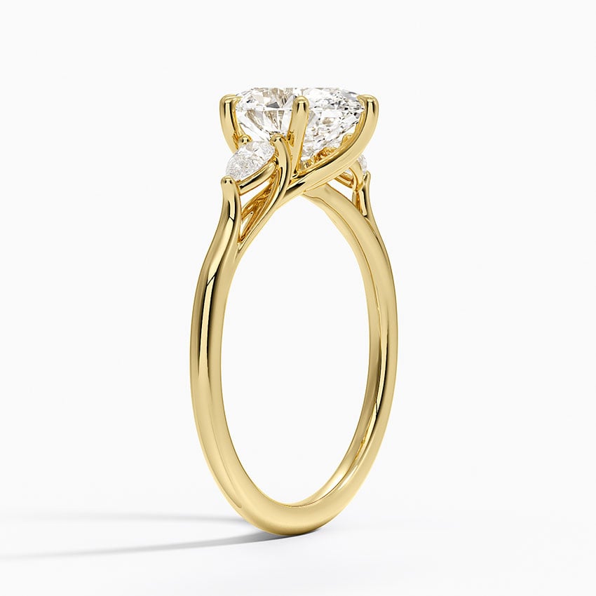 Delilah Three Stone Pear Diamond Ring (1/5 ct. tw.) - Oval Center Stone
