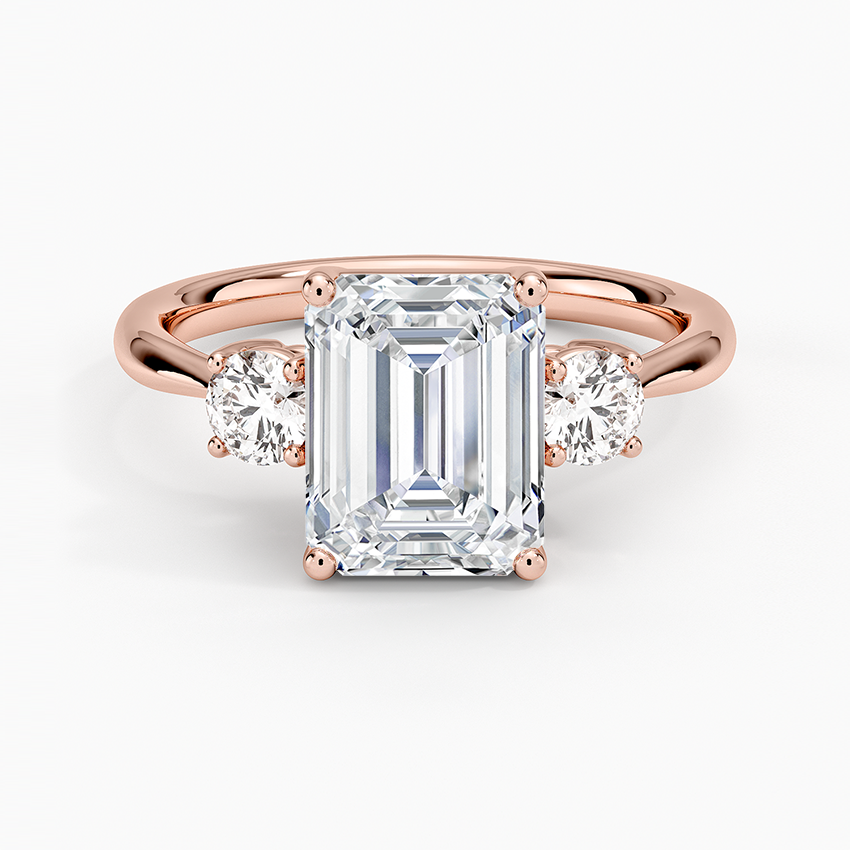Selene Three Stone Diamond Ring (1/3 ct. tw.) - Emerald Cut Center Stone