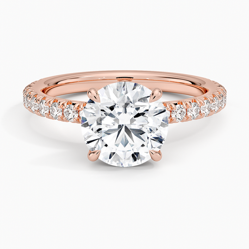 Amelie Three-Quarter Coverage Diamond Ring - Round Center Stone