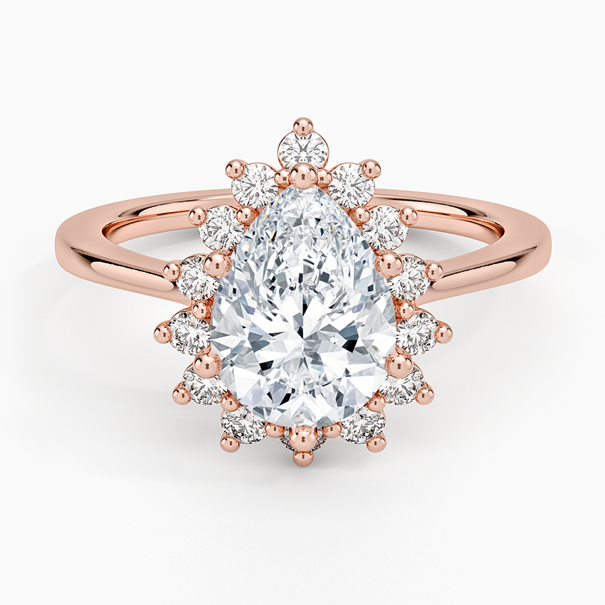 Sunburst Halo Diamond Ring (1/4 ct. tw.) - Pear Center Stone