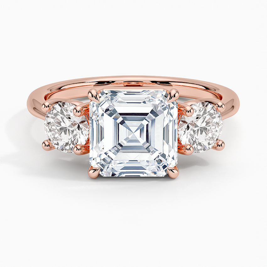 Luxe Selene Three Stone Diamond Ring (2/3 ct. tw.) - Asscher Cut Center Stone